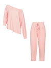 Women's plus Size Slant Shoulder Top And Skinny Pants Set Spring Summer 2025 Comfortable Versatile Home Office Outfit