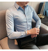 Plus Size S-7XL High Quality Men Dress Shirt 2024 Autumn Long Sleeve Solid Business Slim Shirts Homme Dress Social Casual Shirt
