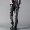 Men Leather Pants Skinny Fit Elasti Fashion PU Leather Trousers Motorcycle Pants Wet Look Stretch Faux Leather Streetwear