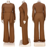 Plus Size Women's Clothing Two Piece Set Pure Color Matching Sets Long Sleeve Fall Clothes Casual Outfits Wholesale Dropshipping