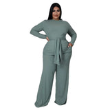 Plus Size Women's Clothing Two Piece Set Pure Color Matching Sets Long Sleeve Fall Clothes Casual Outfits Wholesale Dropshipping