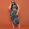 Plus Size Skirts Sets Women Wholesale Print Bodycon Fashion Square Collar Tops Maxi Skirt Casual New Two Piece Suit Dropshipping