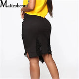 2021 Summer Sexy Ripped Denim Skirt Women Fashion Hollow Out Casual Hole Tassel Mini Skirt Irregular Basic Pocket Jeans Skirt
