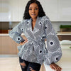 African Clothes for Women Summer African Women V-neck Polyester Printing Long Sleeve T-shirt Women Top African Clothing