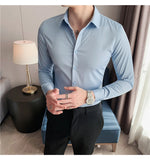 Plus Size S-7XL High Quality Men Dress Shirt 2024 Autumn Long Sleeve Solid Business Slim Shirts Homme Dress Social Casual Shirt
