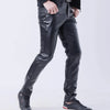 Men Leather Pants Skinny Fit Elasti Fashion PU Leather Trousers Motorcycle Pants Wet Look Stretch Faux Leather Streetwear