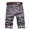 Plus Size Men Casual Shorts Pants Summer Plaid Patchwork Pockets Buttons Fifth Pants Loose Beach Shorts
