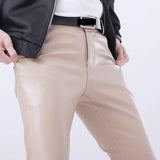 Men Leather Pants Skinny Fit Elasti Fashion PU Leather Trousers Motorcycle Pants Wet Look Stretch Faux Leather Streetwear
