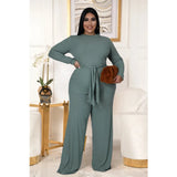 Plus Size Women's Clothing Two Piece Set Pure Color Matching Sets Long Sleeve Fall Clothes Casual Outfits Wholesale Dropshipping