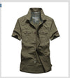 M-6xlplus Size Men's Shirt Summer Short Sleeve Cargo Shirts New Shirts Breathable Cool 100% Cotton Camisa Social Masculina