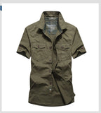 M-6xlplus Size Men's Shirt Summer Short Sleeve Cargo Shirts New Shirts Breathable Cool 100% Cotton Camisa Social Masculina
