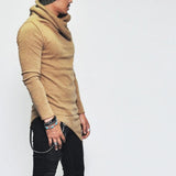 Plus Size 5XL Men's Hoodies Unbalance Hem Pocket Long Sleeve Sweatshirt For Men Clothing Autumn Turtleneck Sweatshirt Top Hoodie