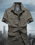 M-6xlplus Size Men's Shirt Summer Short Sleeve Cargo Shirts New Shirts Breathable Cool 100% Cotton Camisa Social Masculina