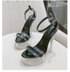Crystal Sandals Women 2023 Summer New High-heeled Women's Shoes Sexy Model Show Stiletto Pole Dancer Slippers Black Silver White