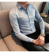 Plus Size S-7XL High Quality Men Dress Shirt 2024 Autumn Long Sleeve Solid Business Slim Shirts Homme Dress Social Casual Shirt
