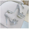 Crystal Sandals Women 2023 Summer New High-heeled Women's Shoes Sexy Model Show Stiletto Pole Dancer Slippers Black Silver White