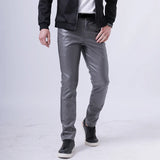 Men Leather Pants Skinny Fit Elasti Fashion PU Leather Trousers Motorcycle Pants Wet Look Stretch Faux Leather Streetwear