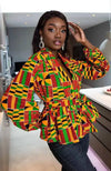 African Clothes for Women Summer African Women V-neck Polyester Printing Long Sleeve T-shirt Women Top African Clothing