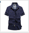 M-6xlplus Size Men's Shirt Summer Short Sleeve Cargo Shirts New Shirts Breathable Cool 100% Cotton Camisa Social Masculina