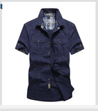 M-6xlplus Size Men's Shirt Summer Short Sleeve Cargo Shirts New Shirts Breathable Cool 100% Cotton Camisa Social Masculina