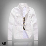 New Fashion Men Denim Jacket Cowboy White Jeans Jacket Men Casual Slim Fit Jeans Jacket Cotton Coat OUTWEAR Male Clothes