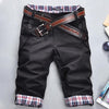 Plus Size Men Casual Shorts Pants Summer Plaid Patchwork Pockets Buttons Fifth Pants Loose Beach Shorts