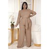 Plus Size Women's Clothing Two Piece Set Pure Color Matching Sets Long Sleeve Fall Clothes Casual Outfits Wholesale Dropshipping