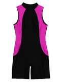 Women's Swimsuit One-piece Swimwear Rompers Surfing Swimming Bathing Suit Crew Neck Front Zipper Swim Bodysuit Jumpsuit Athletic
