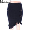 2021 Summer Sexy Ripped Denim Skirt Women Fashion Hollow Out Casual Hole Tassel Mini Skirt Irregular Basic Pocket Jeans Skirt