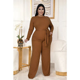 Plus Size Women's Clothing Two Piece Set Pure Color Matching Sets Long Sleeve Fall Clothes Casual Outfits Wholesale Dropshipping