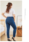 Plus Size Clothing L-6XL Women's Elastic Waist Jeans High Waist Skinny Curvy Denim Mom  Jeans Casual Pencil Pants Lady Trousers