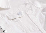 New Fashion Men Denim Jacket Cowboy White Jeans Jacket Men Casual Slim Fit Jeans Jacket Cotton Coat OUTWEAR Male Clothes