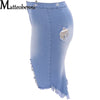 2021 Summer Sexy Ripped Denim Skirt Women Fashion Hollow Out Casual Hole Tassel Mini Skirt Irregular Basic Pocket Jeans Skirt