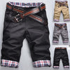 Plus Size Men Casual Shorts Pants Summer Plaid Patchwork Pockets Buttons Fifth Pants Loose Beach Shorts