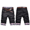 Plus Size Men Casual Shorts Pants Summer Plaid Patchwork Pockets Buttons Fifth Pants Loose Beach Shorts