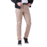 Men Leather Pants Skinny Fit Elasti Fashion PU Leather Trousers Motorcycle Pants Wet Look Stretch Faux Leather Streetwear