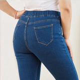 Plus Size Clothing L-6XL Women's Elastic Waist Jeans High Waist Skinny Curvy Denim Mom  Jeans Casual Pencil Pants Lady Trousers