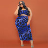 Plus Size Skirts Sets Women Wholesale Print Bodycon Fashion Square Collar Tops Maxi Skirt Casual New Two Piece Suit Dropshipping