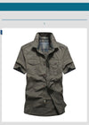 M-6xlplus Size Men's Shirt Summer Short Sleeve Cargo Shirts New Shirts Breathable Cool 100% Cotton Camisa Social Masculina