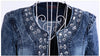 Elegant Diamonds Denim Jackets Women Vintage Jeans Jacket Ladies Spring Autumn outerwear Slim Casual Denim Coats