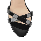 Onlymaker Women Peep Toe Ankle Strap Rhinestone Stilettos 12CM Heel Sandals Open Toe Cross Band Party Dressing Prom Sandals