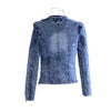 Elegant Diamonds Denim Jackets Women Vintage Jeans Jacket Ladies Spring Autumn outerwear Slim Casual Denim Coats