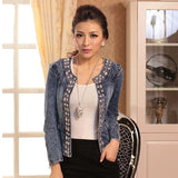 Elegant Diamonds Denim Jackets Women Vintage Jeans Jacket Ladies Spring Autumn outerwear Slim Casual Denim Coats