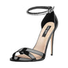 Onlymaker Women Peep Toe Ankle Strap Rhinestone Stilettos 12CM Heel Sandals Open Toe Cross Band Party Dressing Prom Sandals