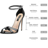 Onlymaker Women Peep Toe Ankle Strap Rhinestone Stilettos 12CM Heel Sandals Open Toe Cross Band Party Dressing Prom Sandals