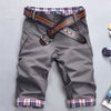 Plus Size Men Casual Shorts Pants Summer Plaid Patchwork Pockets Buttons Fifth Pants Loose Beach Shorts
