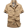 M-6xlplus Size Men's Shirt Summer Short Sleeve Cargo Shirts New Shirts Breathable Cool 100% Cotton Camisa Social Masculina