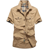 M-6xlplus Size Men's Shirt Summer Short Sleeve Cargo Shirts New Shirts Breathable Cool 100% Cotton Camisa Social Masculina