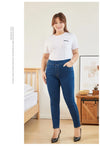 Plus Size Clothing L-6XL Women's Elastic Waist Jeans High Waist Skinny Curvy Denim Mom  Jeans Casual Pencil Pants Lady Trousers