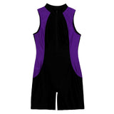 Women's Swimsuit One-piece Swimwear Rompers Surfing Swimming Bathing Suit Crew Neck Front Zipper Swim Bodysuit Jumpsuit Athletic